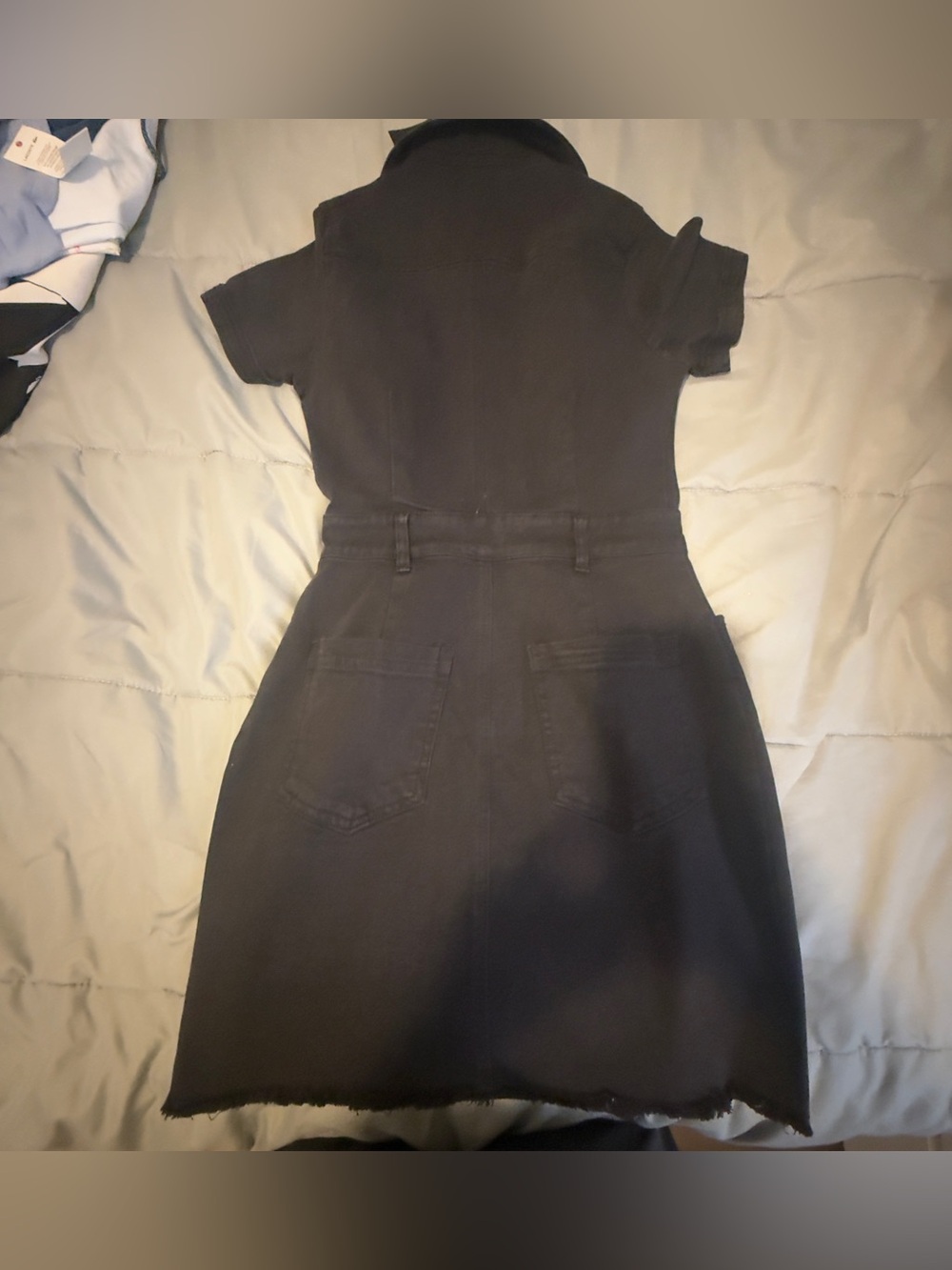 Forever 21 Black Short-Sleeve Button-Front Mini Dress - Picture 2 of 4